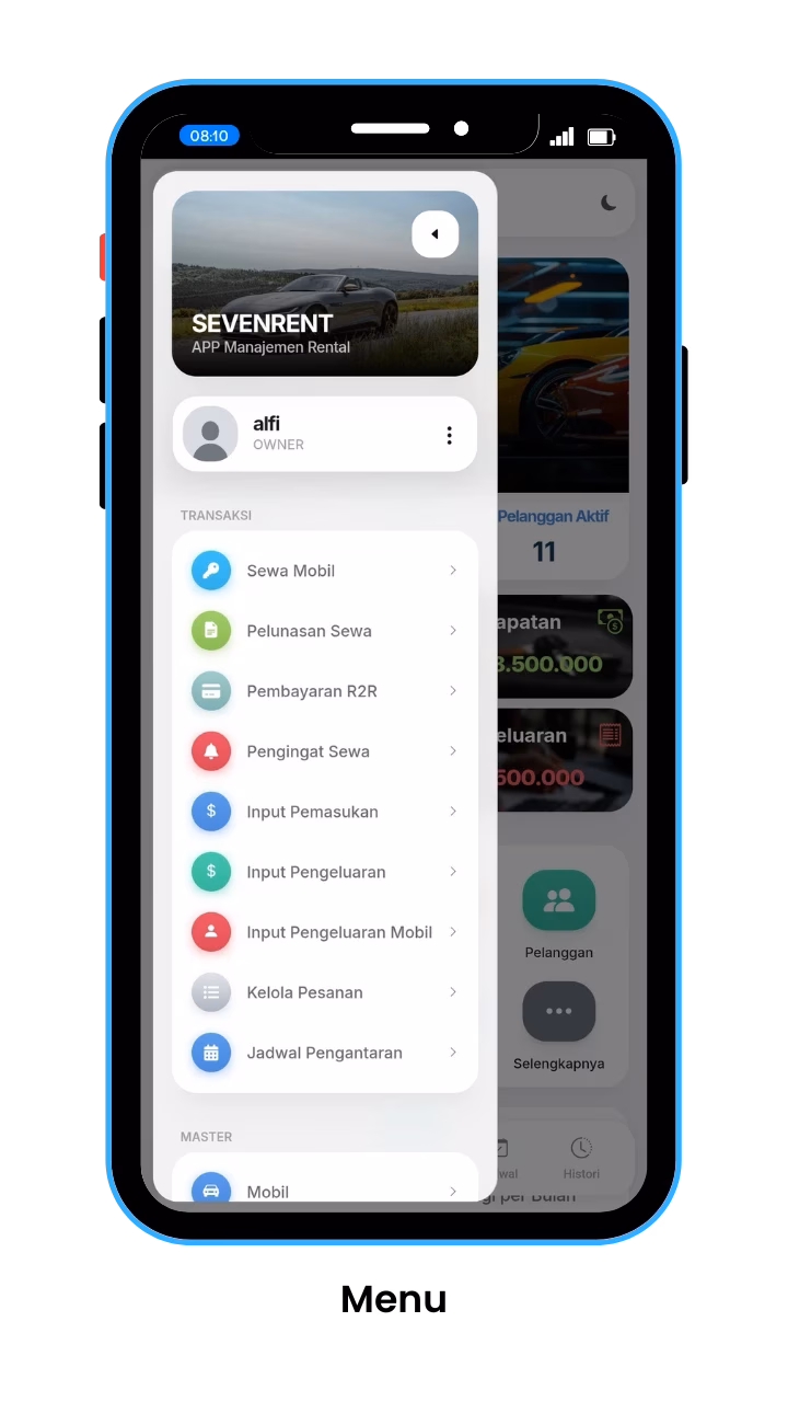 SEVENRENT-Menu
